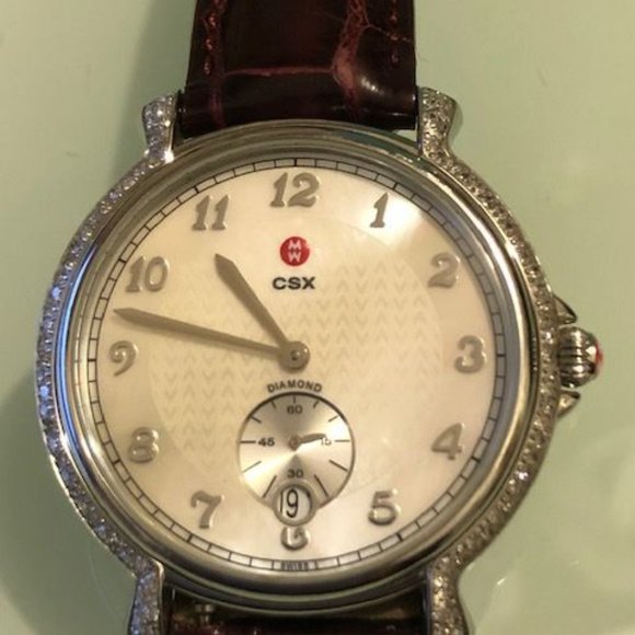 Michele CSX Watch Leather Croc Embossed Band - Picture 2 of 2